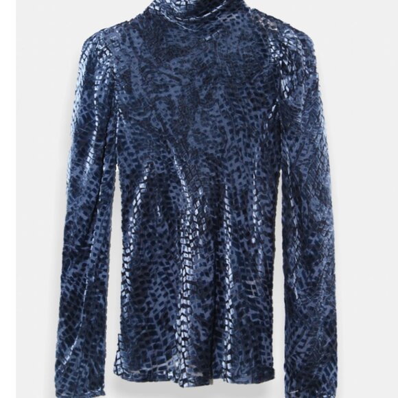 ULLA JOHNSON  Althea Devoré Long-Sleeve Turtleneck Top - Picture 2 of 6